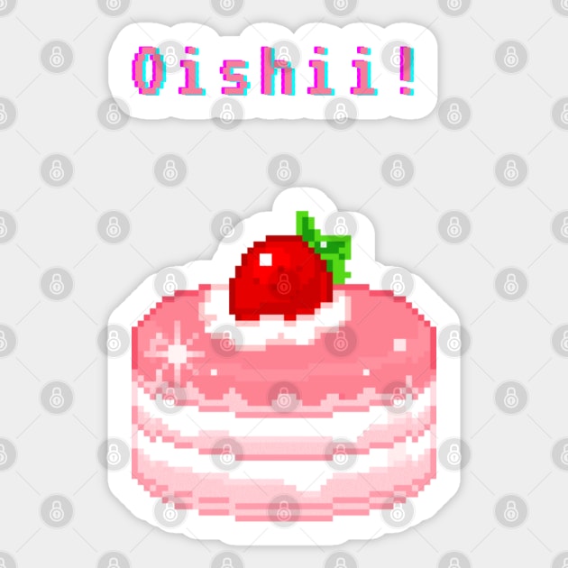 Kawaii Pixel Oishii Dream Dessert ( strawberry pancakee) Sticker by OMC Designs